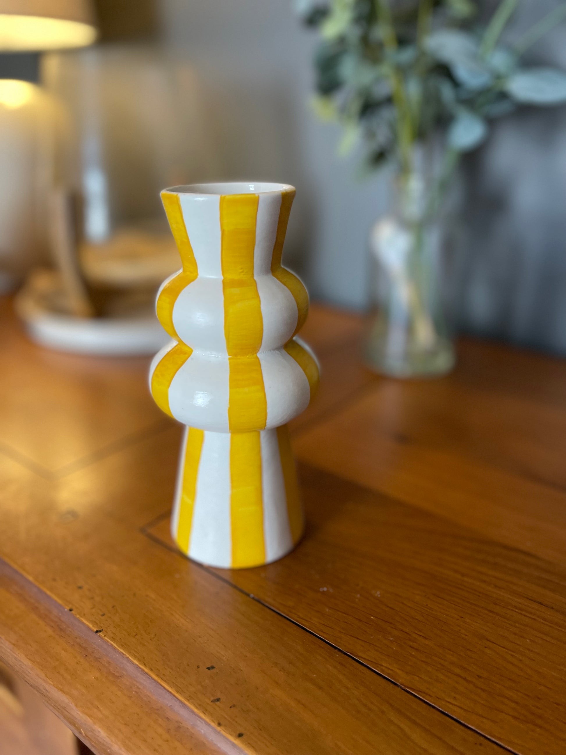 Yellow striped vase