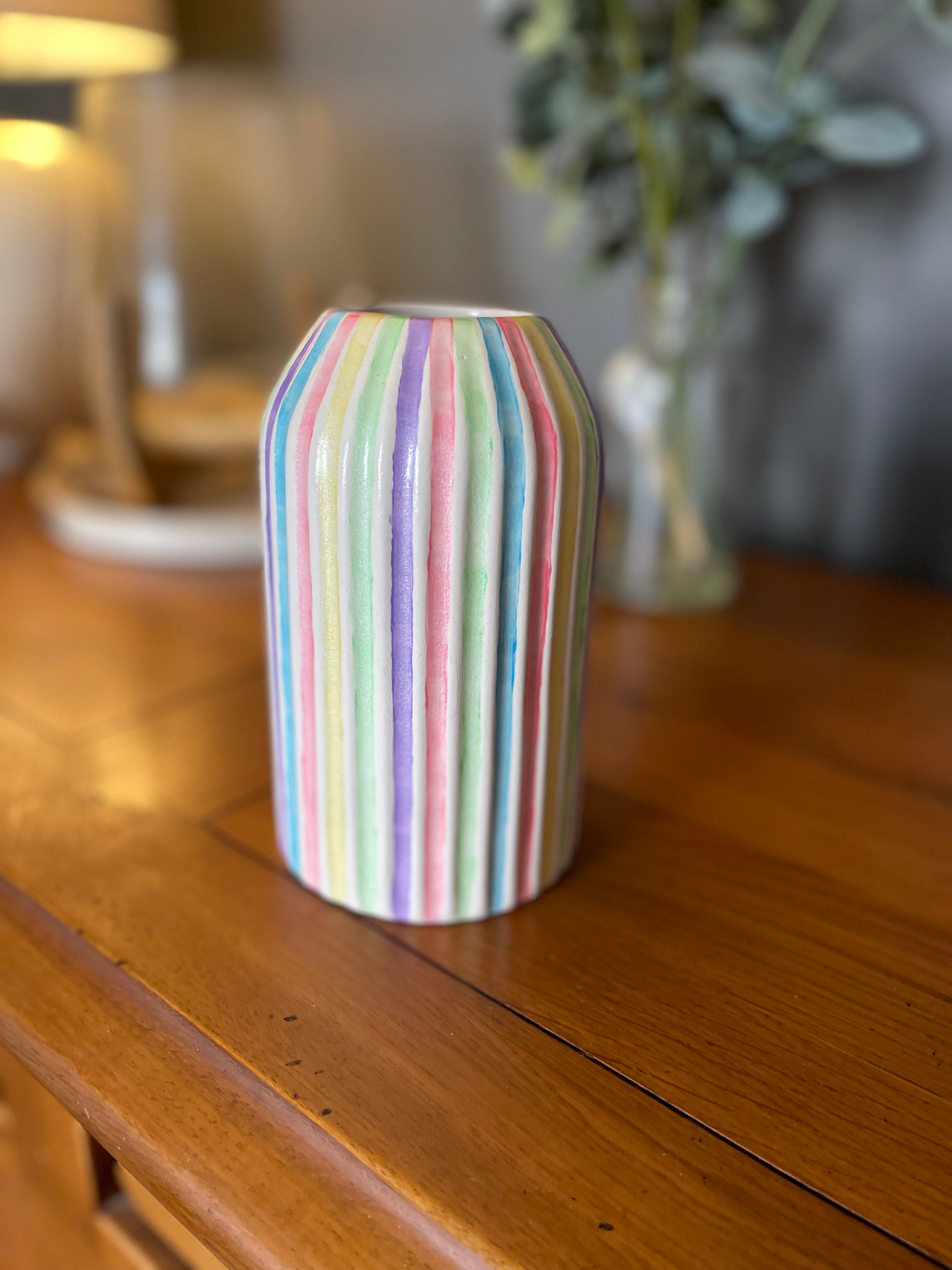 Rainbow stripe vase